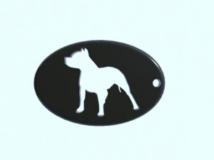 A keychain with a pit bull silhouette for 3D printing 3D Print Model