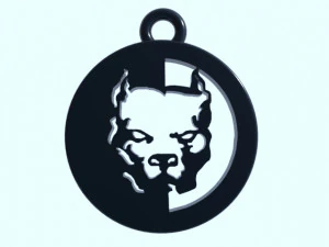 A keychain with a pit bull silhouette for 3D printing 3D Print Model
