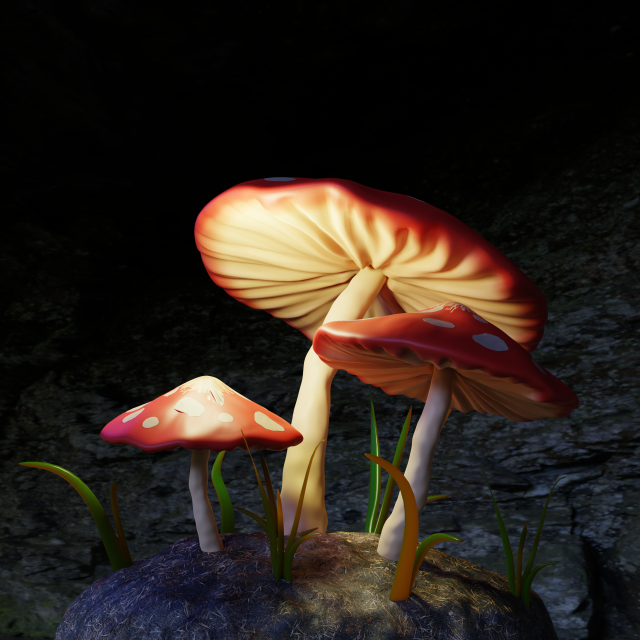 Mushrooms 3D Model .c4d .max .obj .3ds .fbx .stl .blend