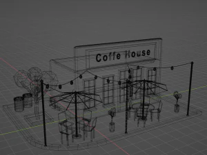Low poly Coffe Shop 3D Model