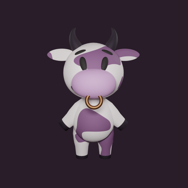 Cute Cow 3D Модель .c4d .max .obj .3ds .fbx .stl .blend 