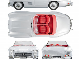 Mersedes Benz 300SL Roadster 3D Модель