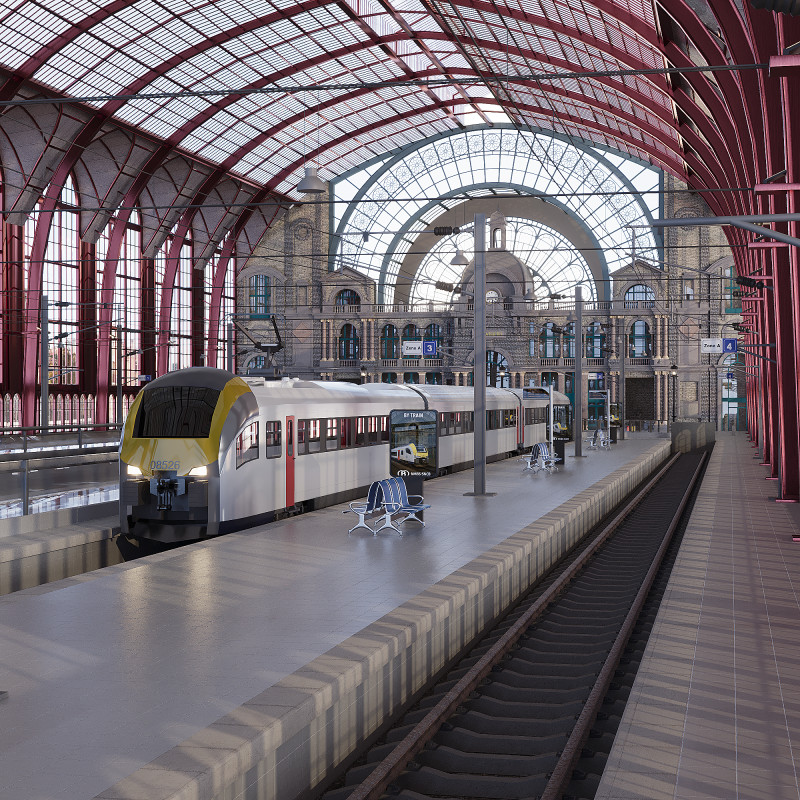 Antwerp Central Station 3D Model .c4d .max .obj .3ds .fbx .stl .blend 