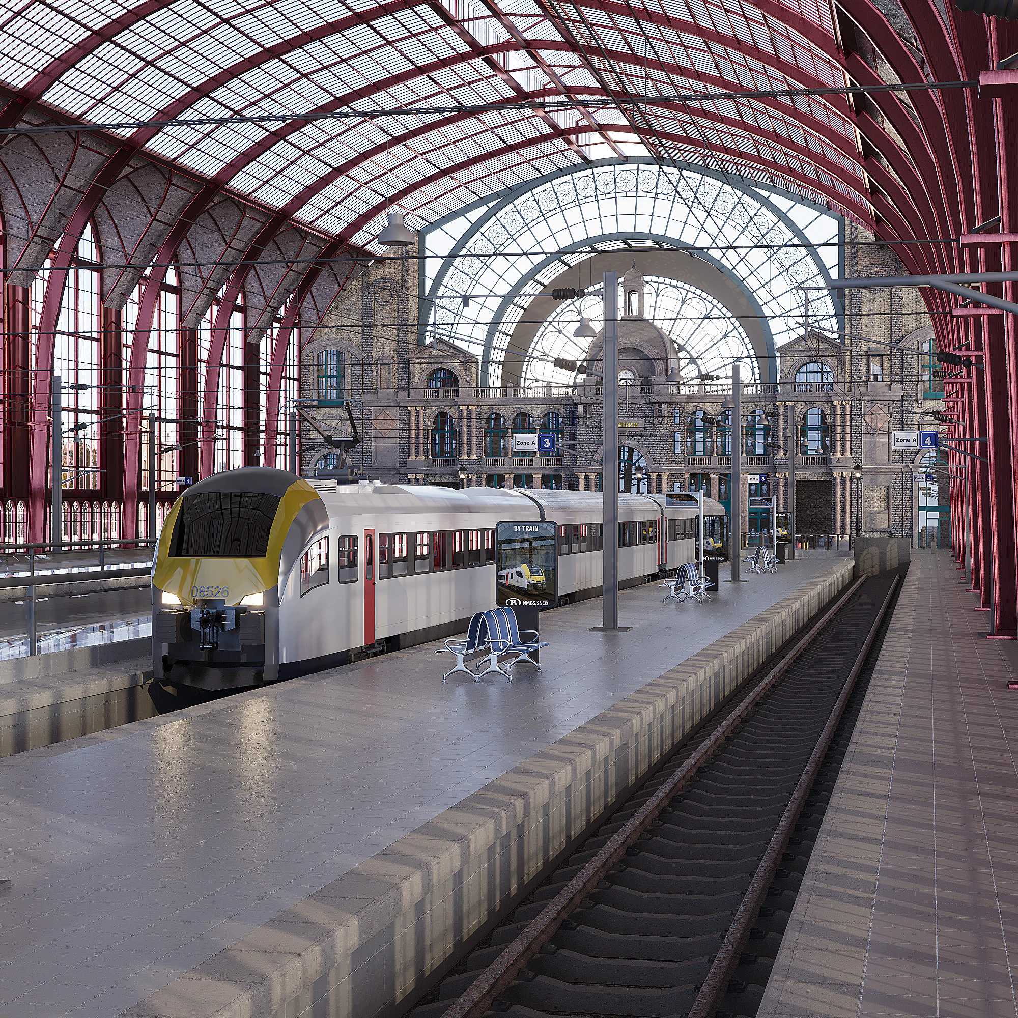 Antwerp Central Station 3D Model .c4d .max .obj .3ds .fbx .stl .blend 