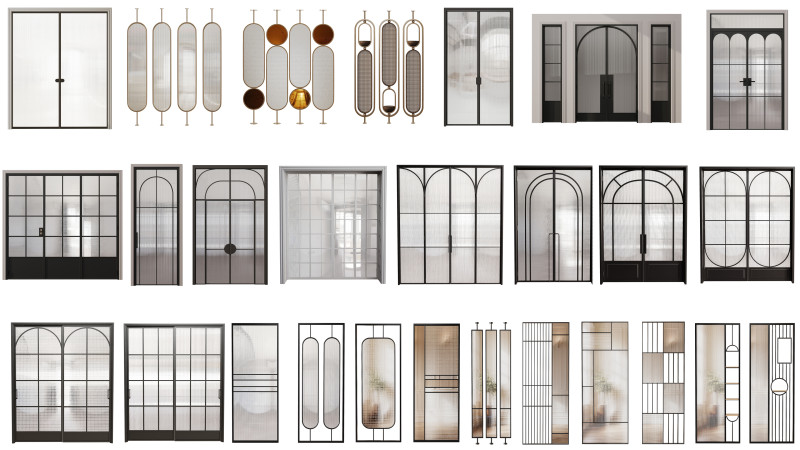 27 Glass Door Partition s 3Dモデル .c4d .max .obj .3ds .fbx .stl .blend 