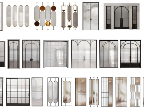 27 유리 도어 파티션 3D 모델