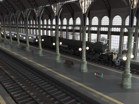 Tren istasyonu 3D Model
