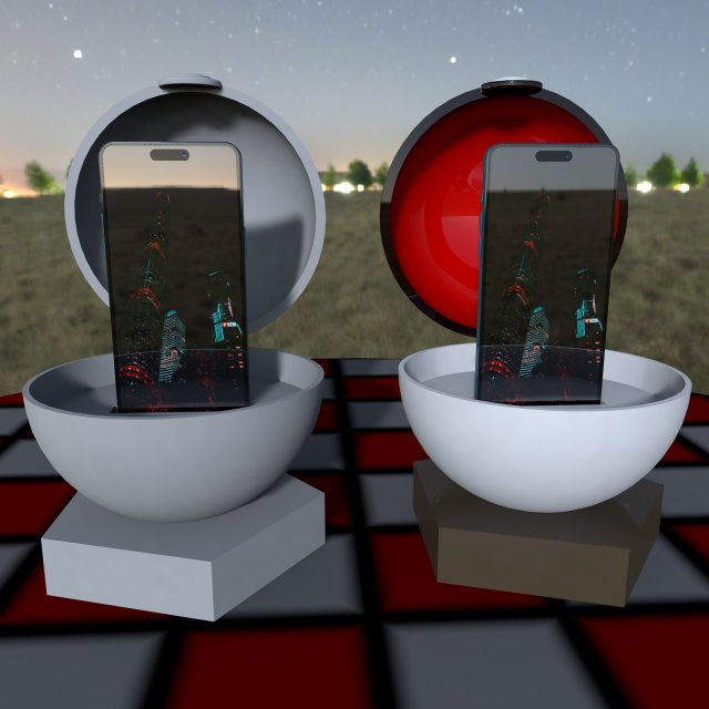 Pokemon themed cell phone holder Model Cetak 3D .c4d .max .obj .3ds .fbx .stl .blend
