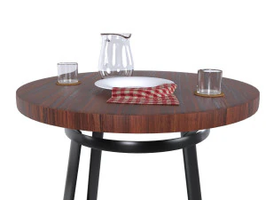 Dark wood bar table set 3D Model