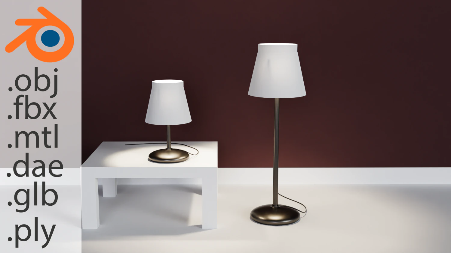 Floor lamp 3D Model .c4d .max .obj .3ds .fbx .stl .blend 