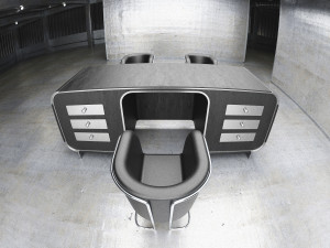 Wooden office desk with chairs Modello 3D