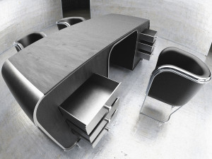 Wooden office desk with chairs Modello 3D