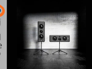 삼각대에 고품질 스피커 2개 3D 모델