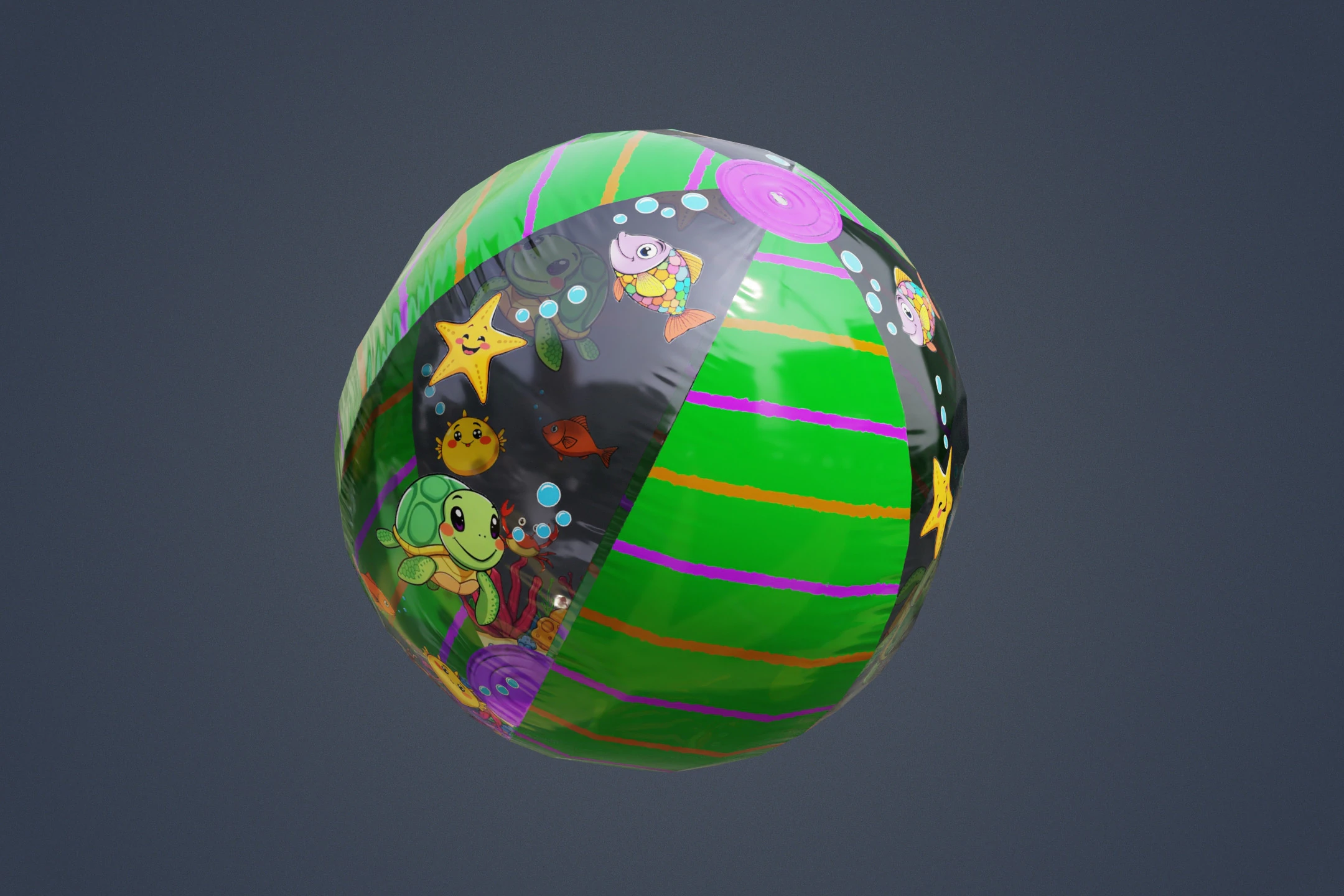 Beach Ball Prop PBR Game-Ready 3D Model .c4d .max .obj .3ds .fbx .stl .blend