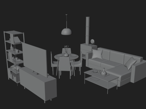 Living Room Furniture Modèle 3D