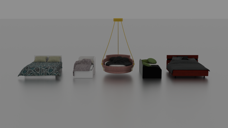 Bed set 3D 模型 .c4d .max .obj .3ds .fbx .stl .blend