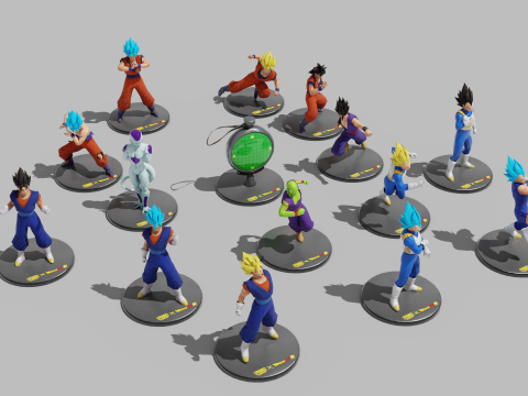 PUBG Mobile x Dragon Ball Characters Statues Modelo 3D