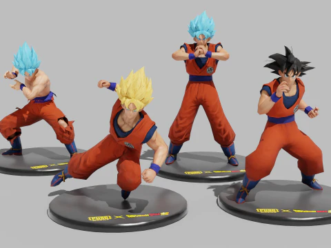 PUBG Mobile x Dragon Ball Characters Statues 3D Model