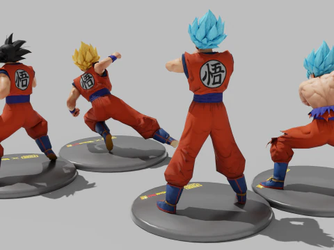 PUBG Mobile x Dragon Ball Characters Statues 3D Model
