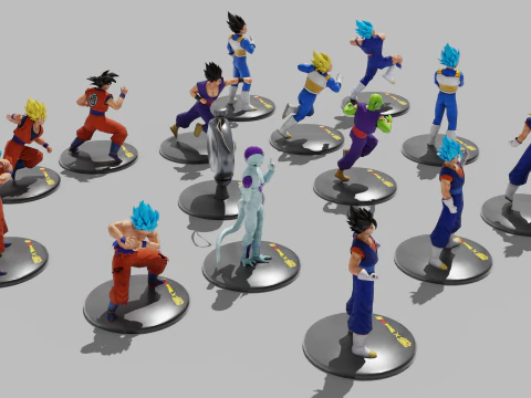 PUBG Mobile x Dragon Ball Characters Statues 3D Model