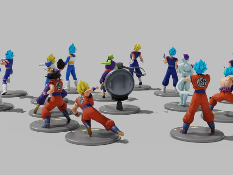 PUBG Mobile x Dragon Ball Characters Statues 3D Model
