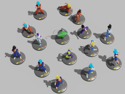 PUBG Mobile x Dragon Ball Characters Statues 3D Model