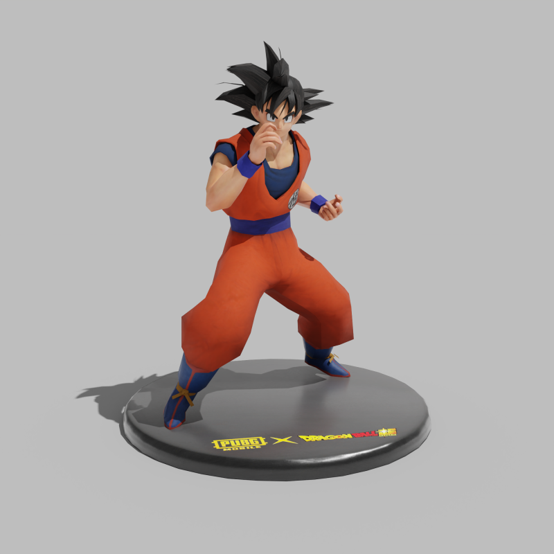 PUBG Mobile x Dragon Ball Son Goku Statue 3D Модель .c4d .max .obj .3ds .fbx .stl .blend 