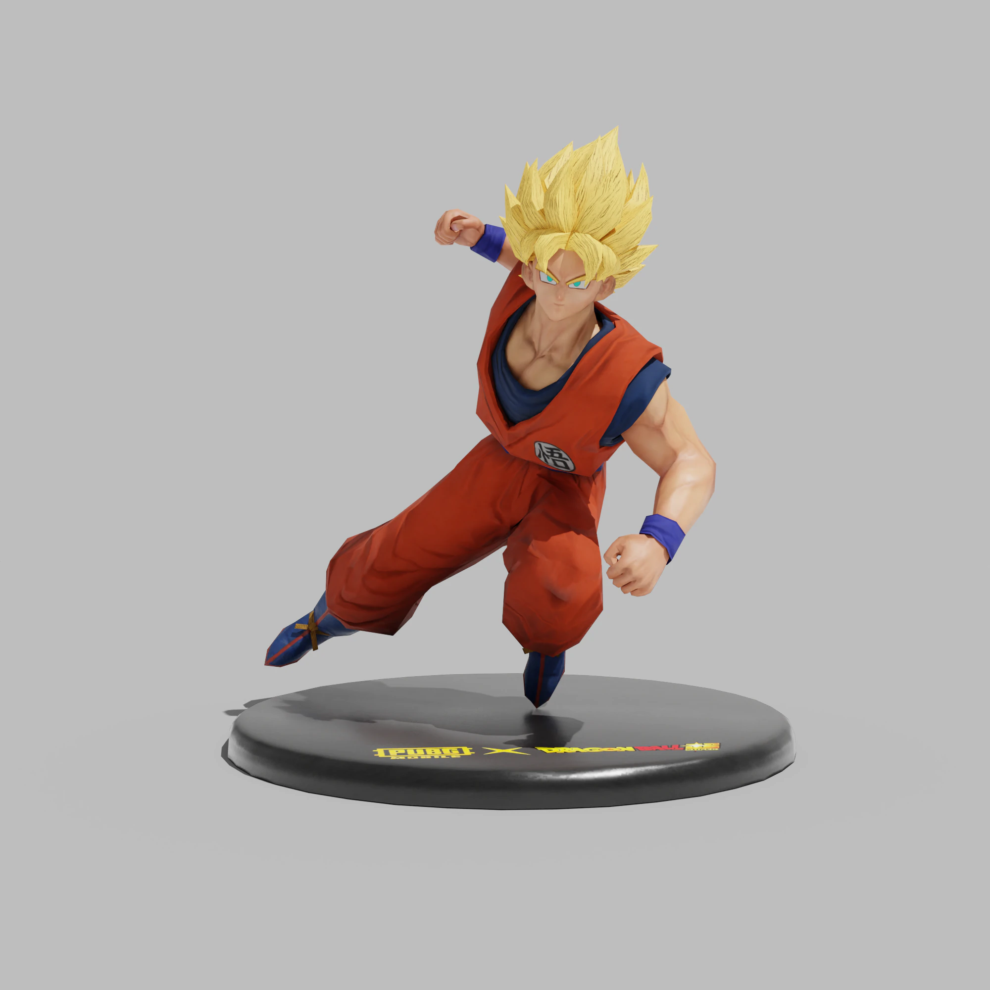 PUBG Mobile x Dragon Ball Super Saiyan Son Goku statue 3D Model .c4d .max .obj .3ds .fbx .stl .blend