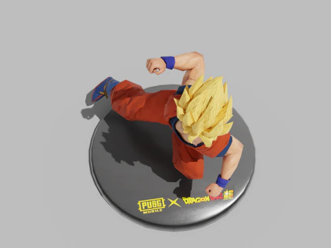 PUBG Mobile x Dragon Ball Super Saiyan Son Goku statue 3D Model