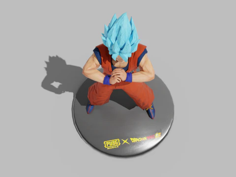 PUBG Mobile x Dragon Ball Super Saiyan Blue Son Goku Statue 3D Model