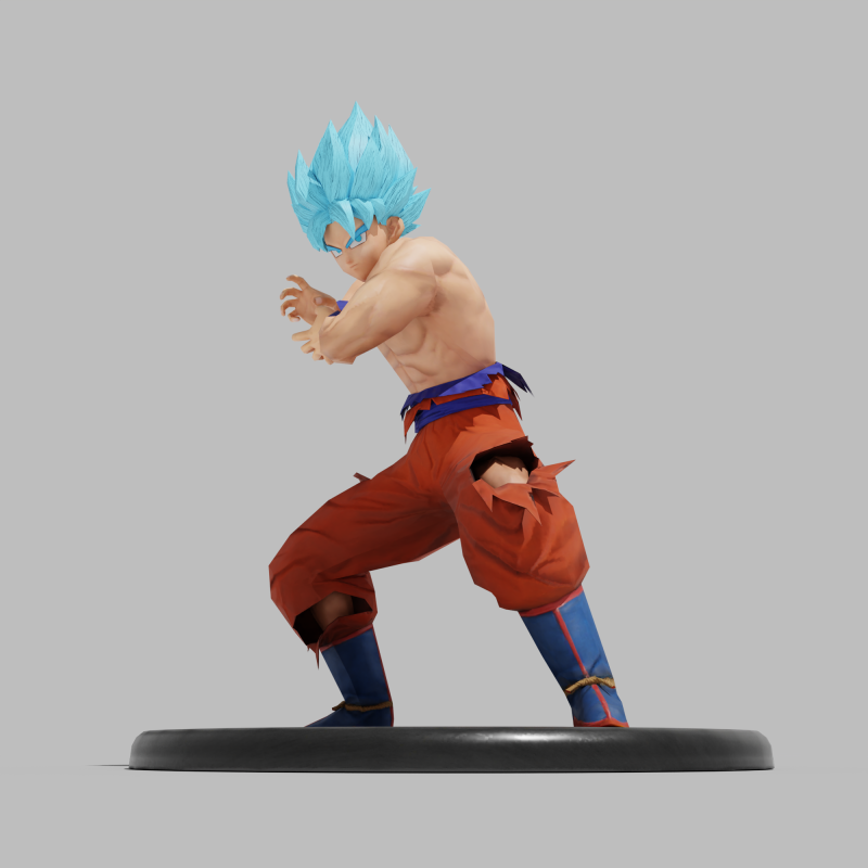 PUBG Mobile x Dragon Ball Super Saiyan Blue Son Goku Damaged Statue Modello 3D .c4d .max .obj .3ds .fbx .stl .blend 