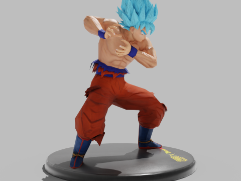 PUBG Mobile x Dragon Ball Super Saiyan Blue Son Goku Damaged Statue Modello 3D