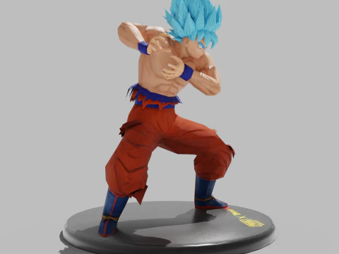 PUBG Mobile x Dragon Ball Super Saiyan Blue Son Goku Damaged Statue 3D Model