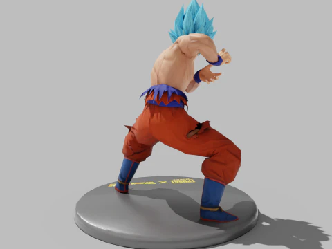 PUBG Mobile x Dragon Ball Super Saiyan Blue Son Goku Damaged Statue 3D Model