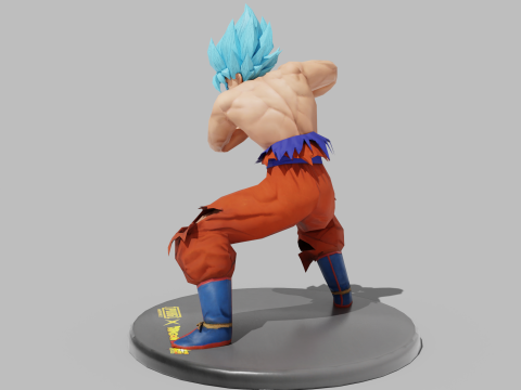 PUBG Mobile x Dragon Ball Super Saiyan Blue Son Goku Damaged Statue Modello 3D