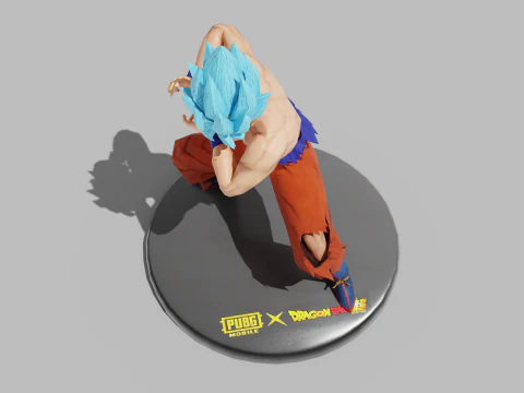 PUBG Mobile x Dragon Ball Super Saiyan Blue Son Goku Damaged Statue 3D Model