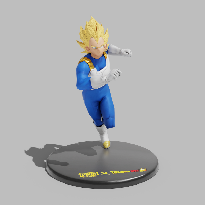 PUBG Mobile x Dragon Ball Super Saiyan Vegeta Statue 3D मॉडल .c4d .max .obj .3ds .fbx .stl .blend 