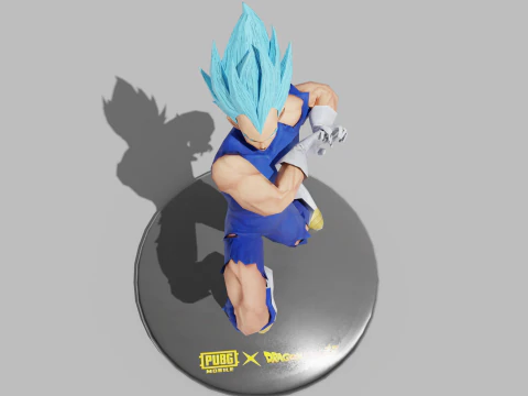 PUBG Mobile x Dragon Ball Super Saiyan Blue Damaged Statue 3D Model