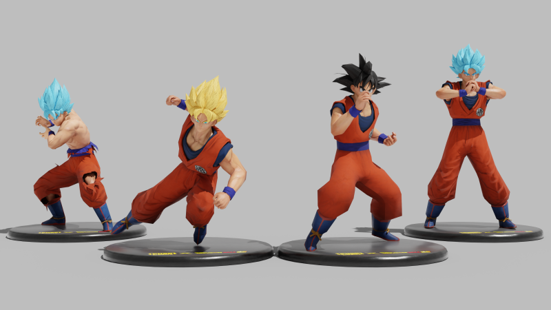 PUBG Mobile x Dragon Ball Son Goku Statues Model 3D .c4d .max .obj .3ds .fbx .stl .blend 