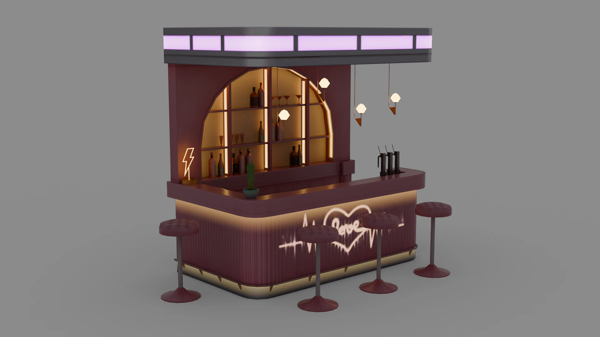 गुलाबी मिनी बार 3D मॉडल .c4d .max .obj .3ds .fbx .stl .blend 