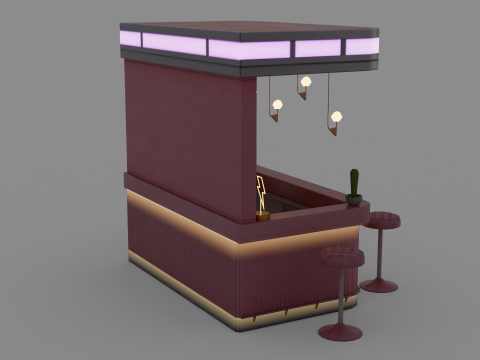 Pink Mini Bar Model 3D