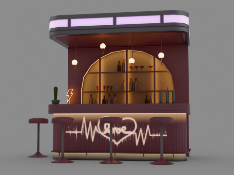 Pink Mini Bar Model 3D