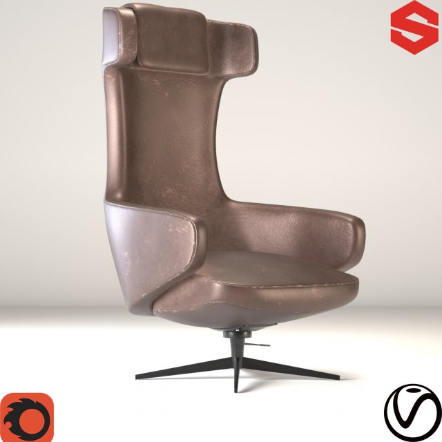 GRAND REPOS old leather chair 3D-Modell .c4d .max .obj .3ds .fbx .stl .blend 