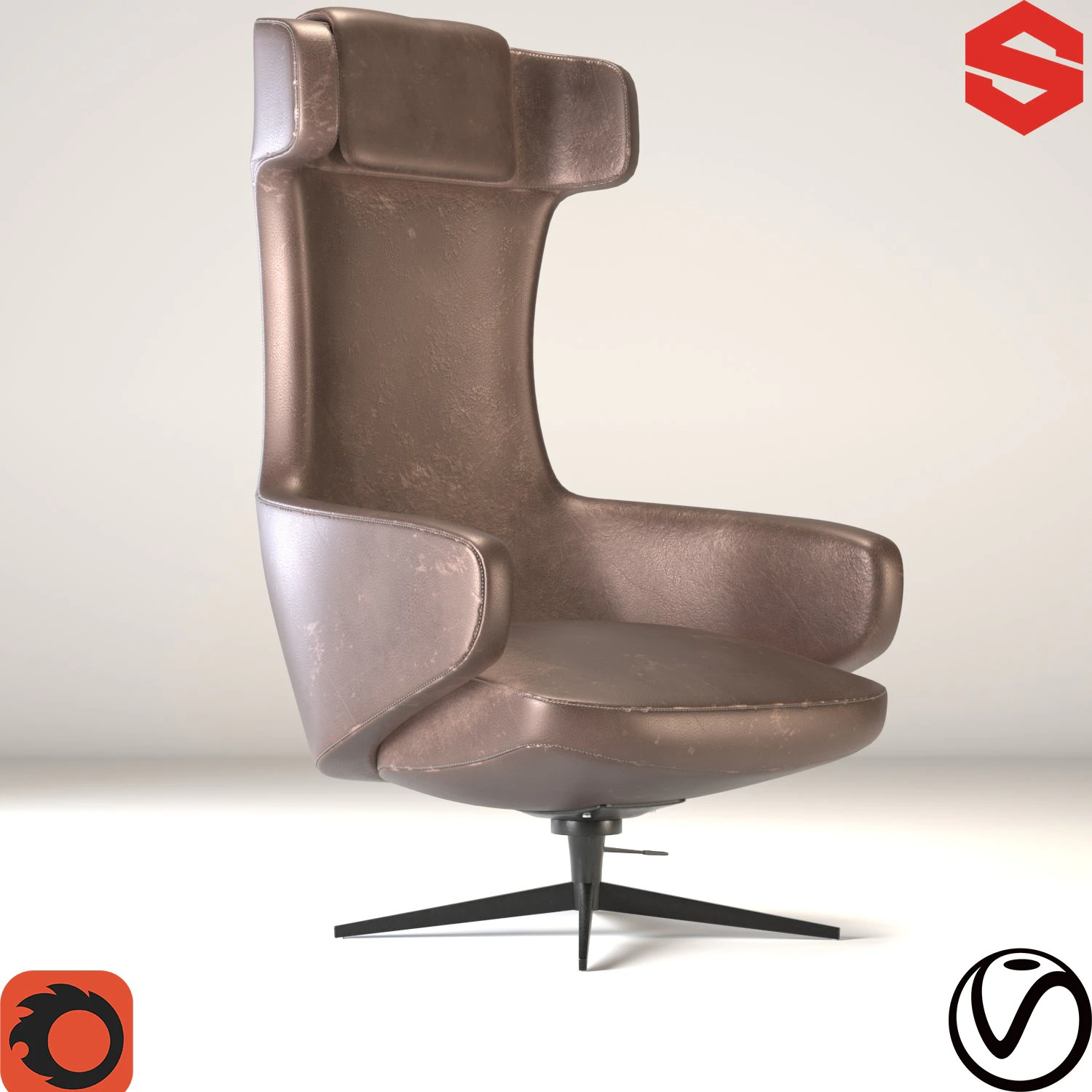 GRAND REPOS old leather chair 3D Model .c4d .max .obj .3ds .fbx .stl .blend 