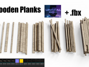 Wooden Planks set Low-poly 3D 모델