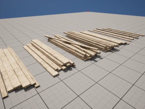 Wooden Planks set Low-poly 3D Model