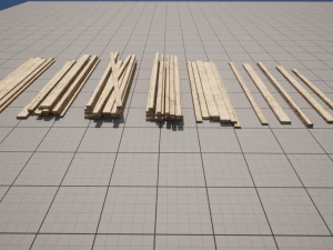 Wooden Planks set Low-poly 3D Model