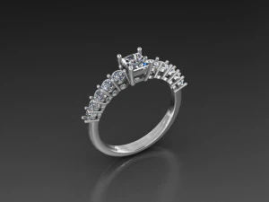 Женское кольцо с бриллиантом 3D Модель