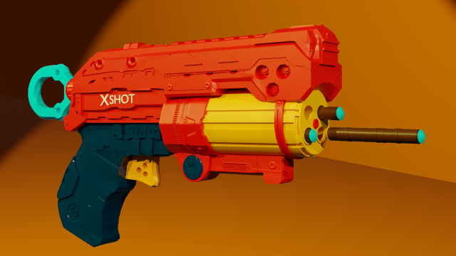 REVOLVER NERF Model 3D .c4d .max .obj .3ds .fbx .stl .blend 