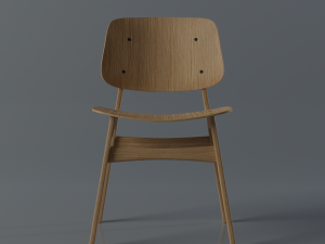 Modern Wooden Chair with Curved Backrest 3D Модель